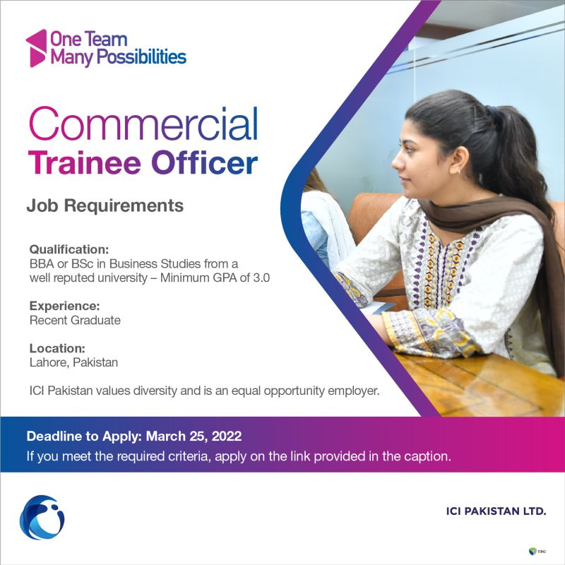 ICI Pakistan Limited Jobs Commercial Trainee Officer