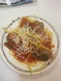 Homemade Italian Meatballs with spaghetti noodles and pasta sauce