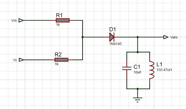 circuit schematic of AM modulator with single diode