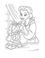 Belle and Cogsworth the clock coloring page
