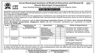 SMC SMIMER Recruitment 2022 For Assistant Professor | Associate Professor @suratmunicipal.gov.in