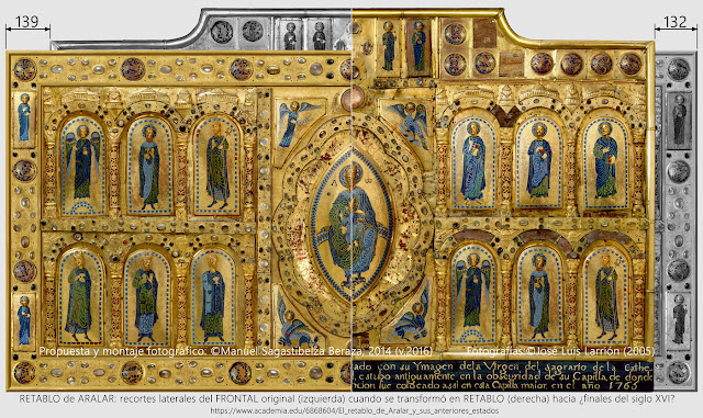 Retablo de Aralar: recortes laterales del frontal original cuando se transformó en retablo