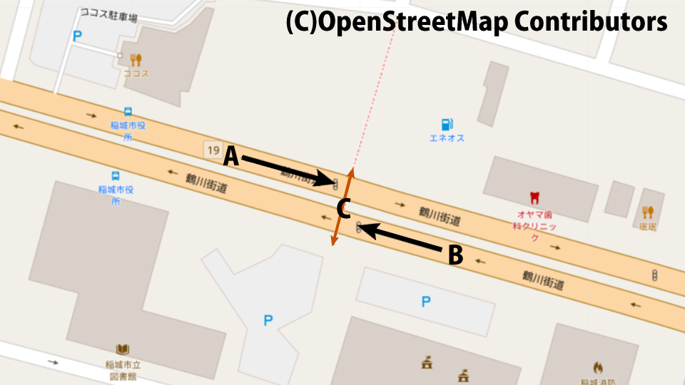稲城市役所前/地図
