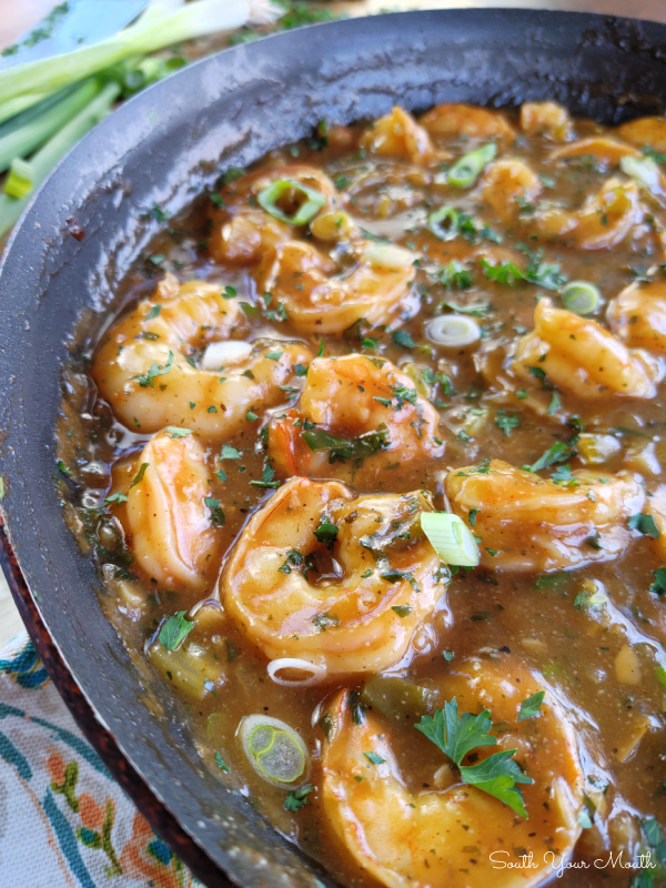 Shrimp Delicate (Cajun Shrimp & Rice) - An easy cajun recipe from Louisiana with shrimp cooked in a silky, flavor-packed sauce or gravy (much like an easy étouffée) served over rice.