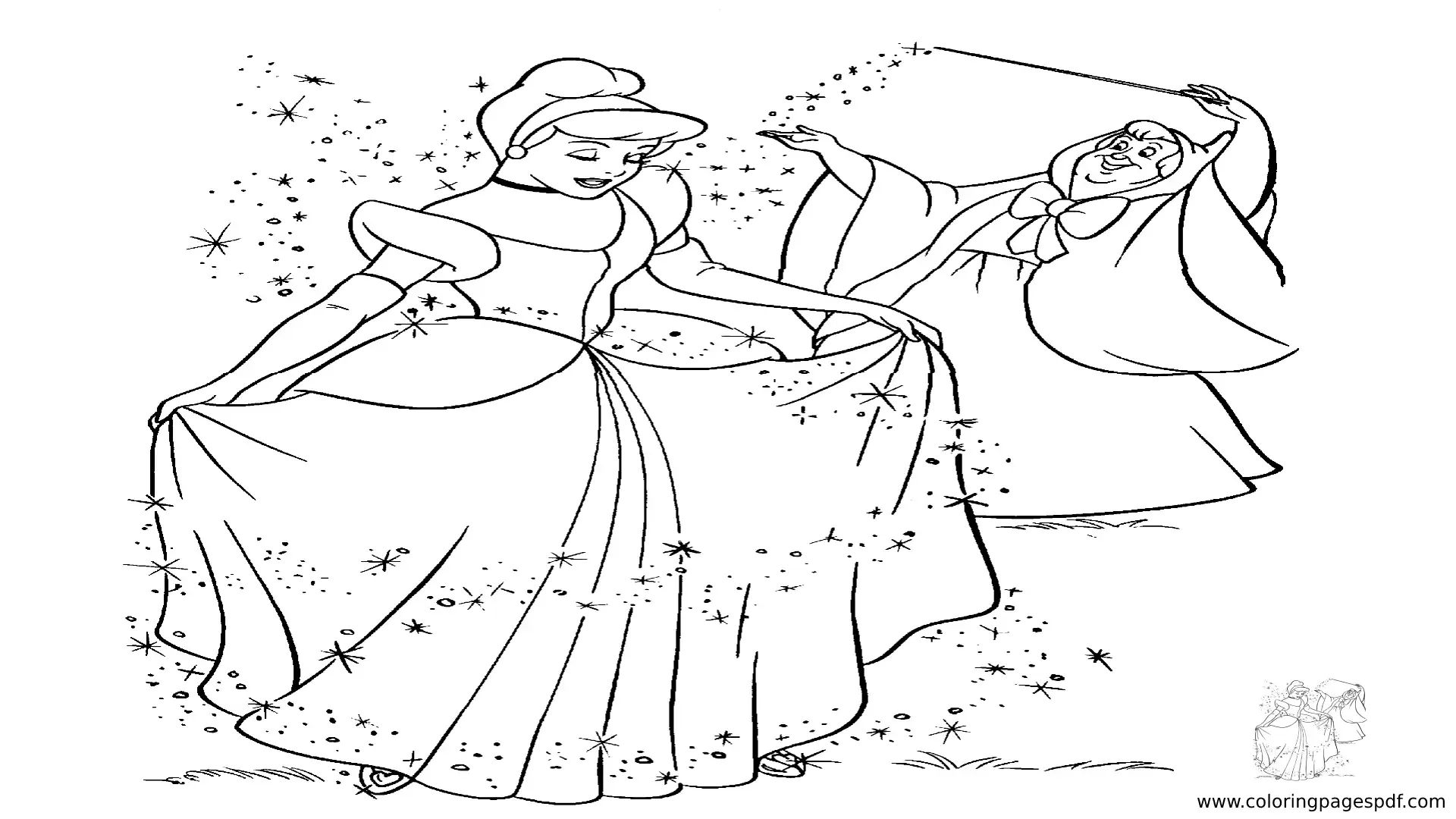 Coloring Pages Of Cinderella And The Fairy Godmother
