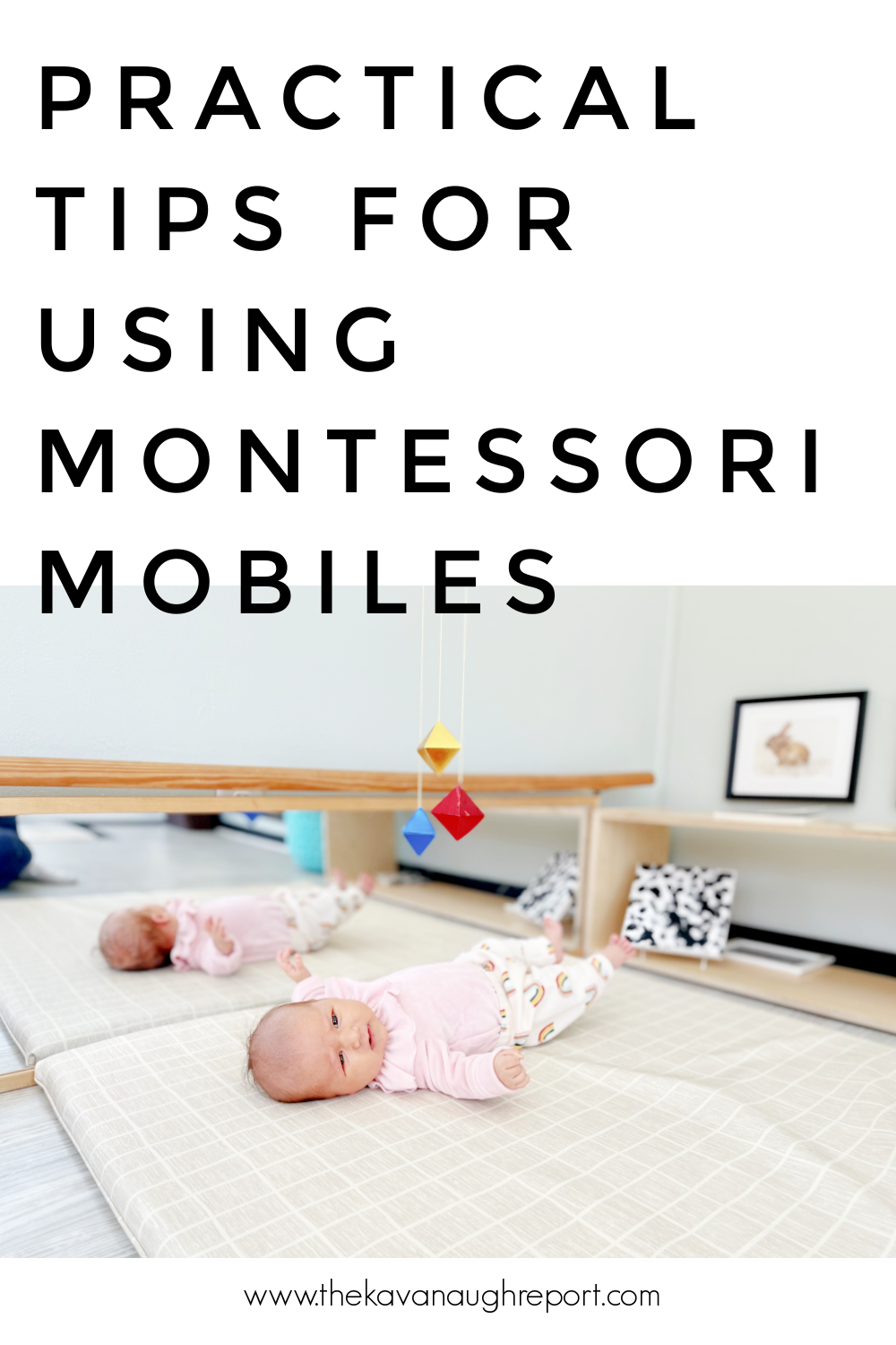 Practical tips for using and changing a Montessori mobile with your newborn. This series of Montessori baby mobiles engages baby's development