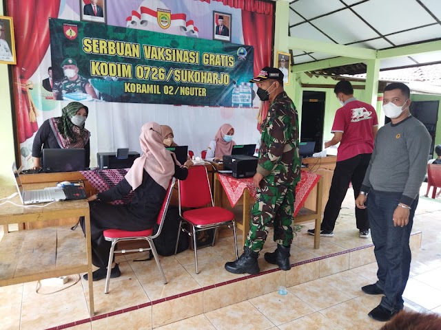 Serbuan vaksinasi dosis ke 2 di balai desa Tanjung, Nguter, Sukoharjo.