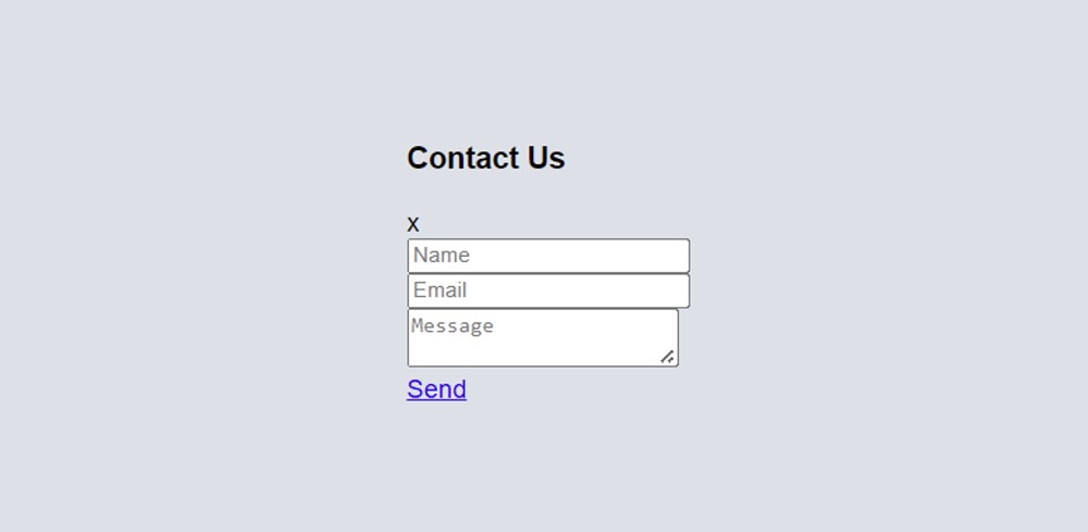 HTML code for Contact Us form