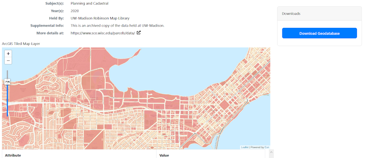 Image of tax parcels in Madison, Wisconsin 2020