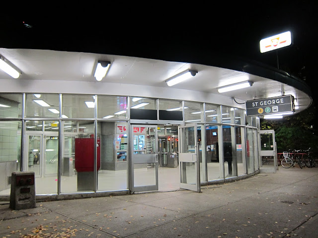 The west end of the station is a bit peculiar as it visually 'looks' like the main entrance (not to mention being on St. George!), but is an automated entrance most of the time.