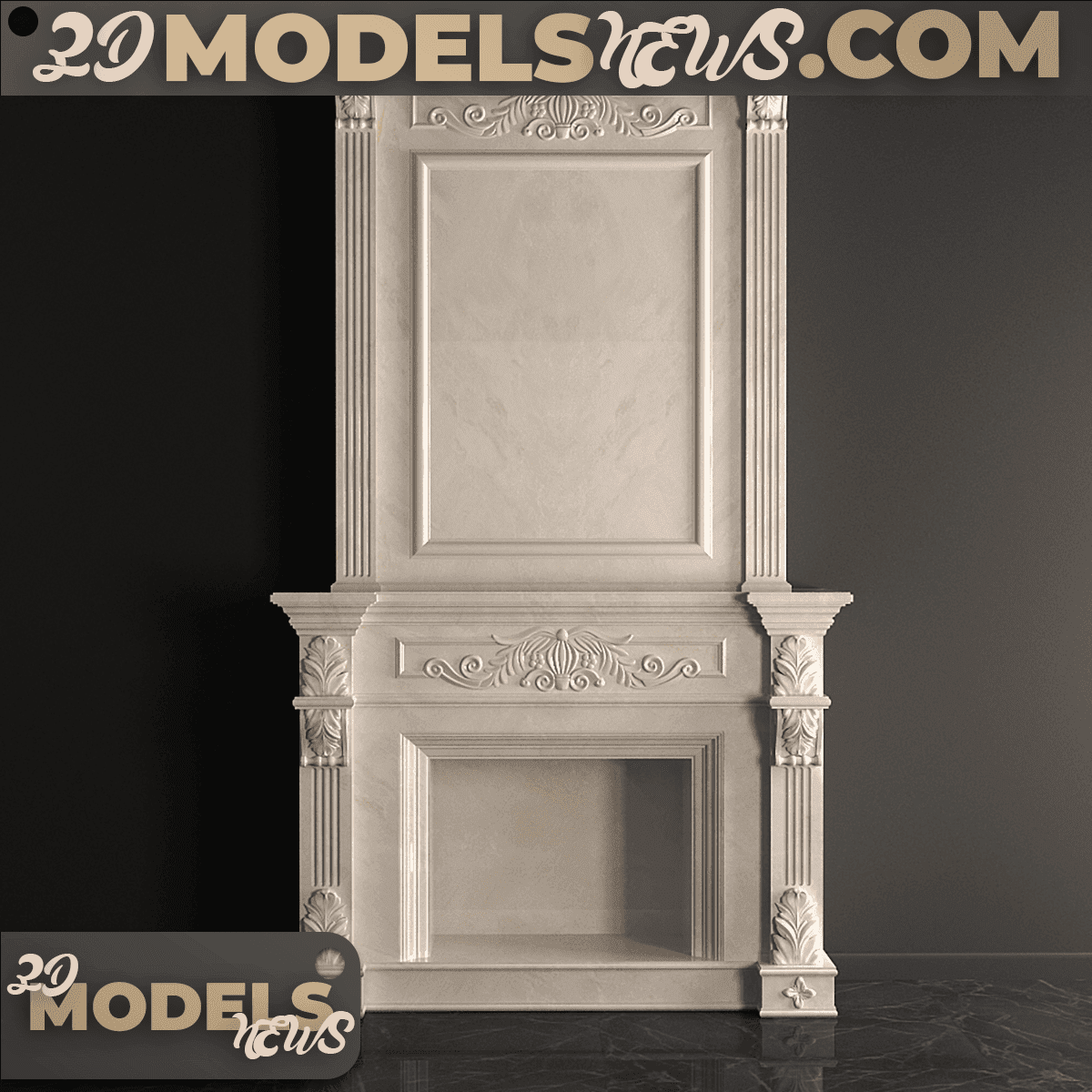 Classic and modern style marble fireplace model 2