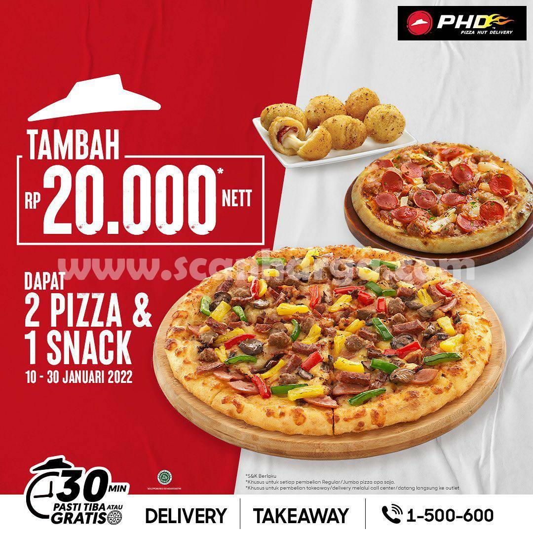 PHD Promo Tambah +Rp. 20.000 Dapat 2 Pizza & 1 Snack