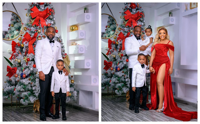 Lovely Photos of Laura Ikeji and her Family as they stun in their christmas Outfits (Photos)