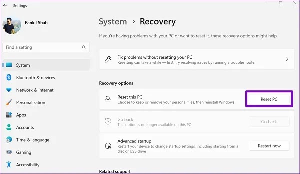 حل مشكلة برنامج انتي فايروس لنظام التشغيل Windows 11 مع إعادة ضبط النظام
