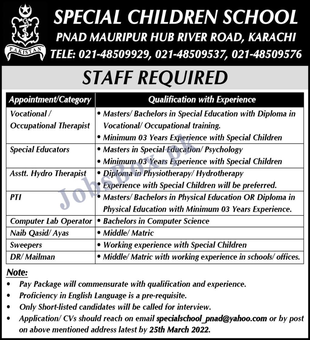Special Children School Jobs 2022 in Pakistan