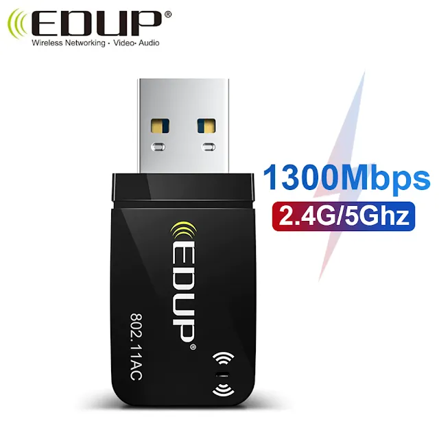 EDUP 300M-1300Mbps Mini USB3.0 Wifi Adapter Wifi Network Card Dual Band 5G/2.4GHz Wireless AC USB Adapter for PC Desktop Laptop
