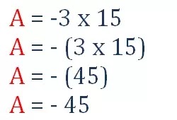 Les nombres relatifs en écriture décimale maths 4éme exercice 3  A = -3 x 15