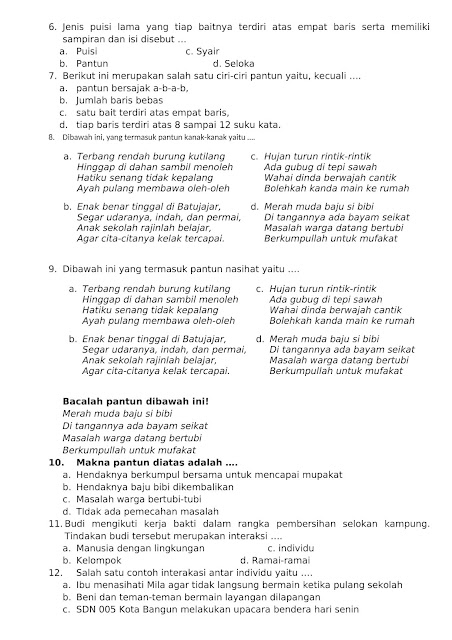 30 Soal UAS / PAS Kelas 5 Tema 4 Kurikulum 2013 Semester 1