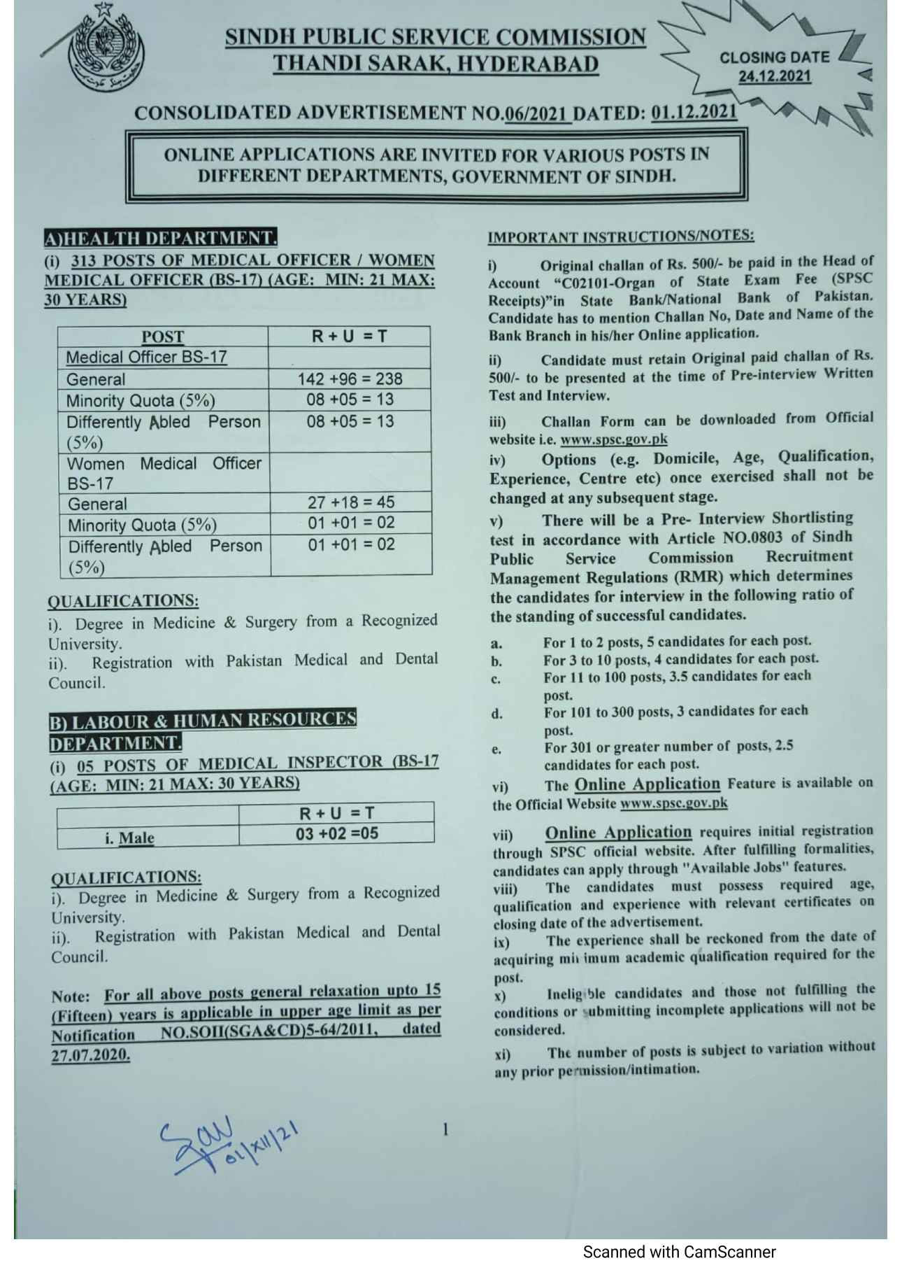 318 Posts SPSC – SINDH PUBLIC SERVICE COMMISSION (AD NO. 05/2021) Latest Jobs Advertisement – Apply Online