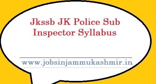 JK Police Sub Inspector syllabus