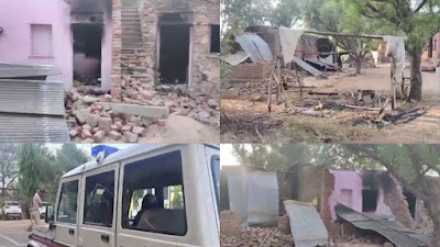महिला की हत्या के मामले में ग्रामीणों ने आरोपी के घरों में लगाई आग