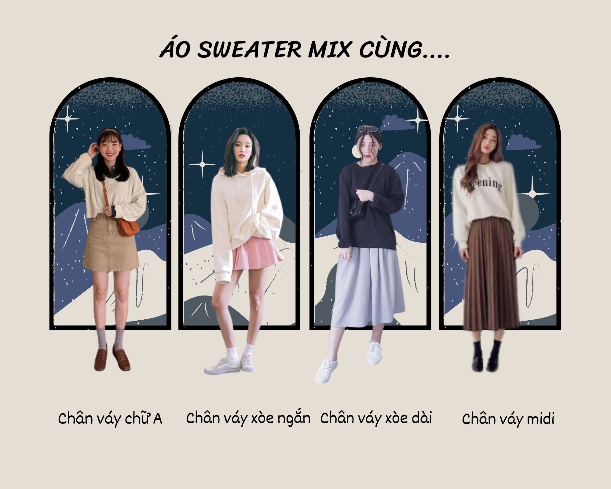 Áo kiểu mặc chân váy sweater