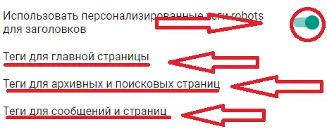 Настройка персонализированных тегов robots для заголовков
