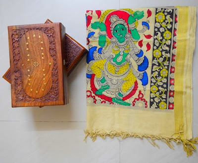 https://devihandlooms.com/shop/product/kalamkari-ancient-design-of-queen-playing-veena-instrument-hand-painted-design-stole/
