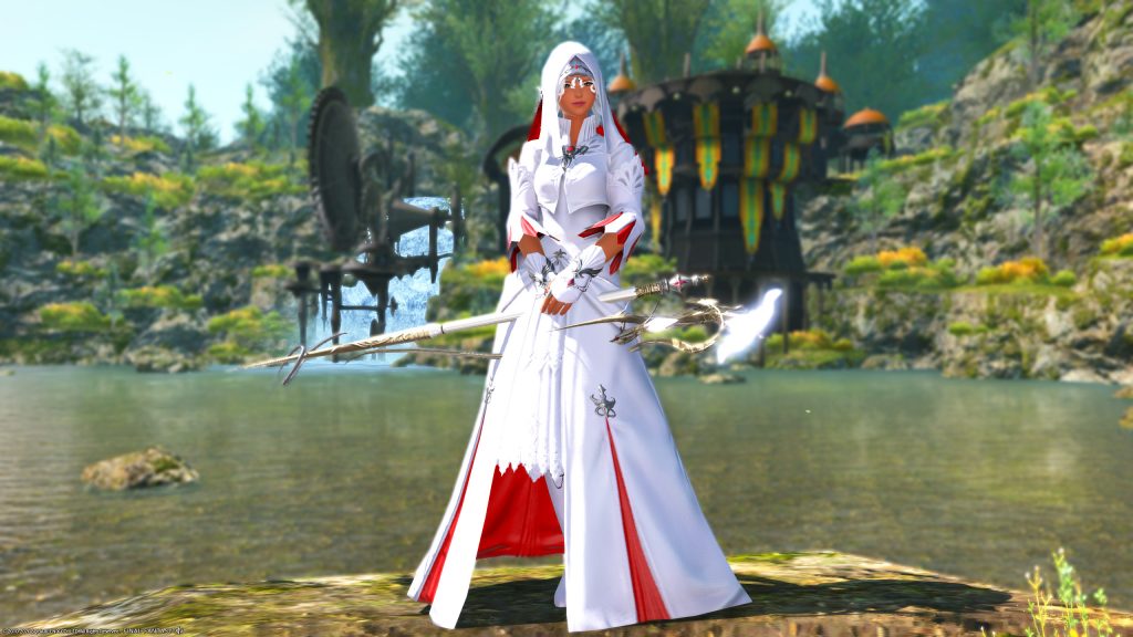 Job-specific armor from the white mage from the Shadowbringers add-on