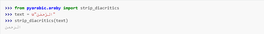 stripping diacritics pyarabic using strip_diacritics
