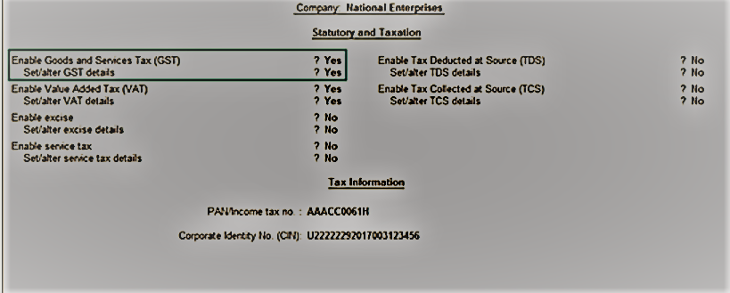 how to activate gst in tally