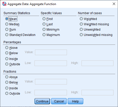 Gambar Kotak dialog Agregat Data: Agregat Function SPSS