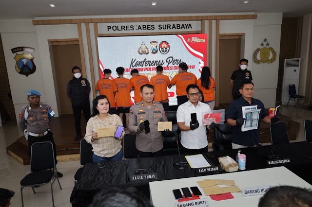 Polrestabes Surabaya Berhasil Ungkap TPPO Dibawah Umur Modus Aplikasi 7 Tersangka Diamankan