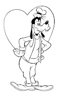 Goofy in love coloring page