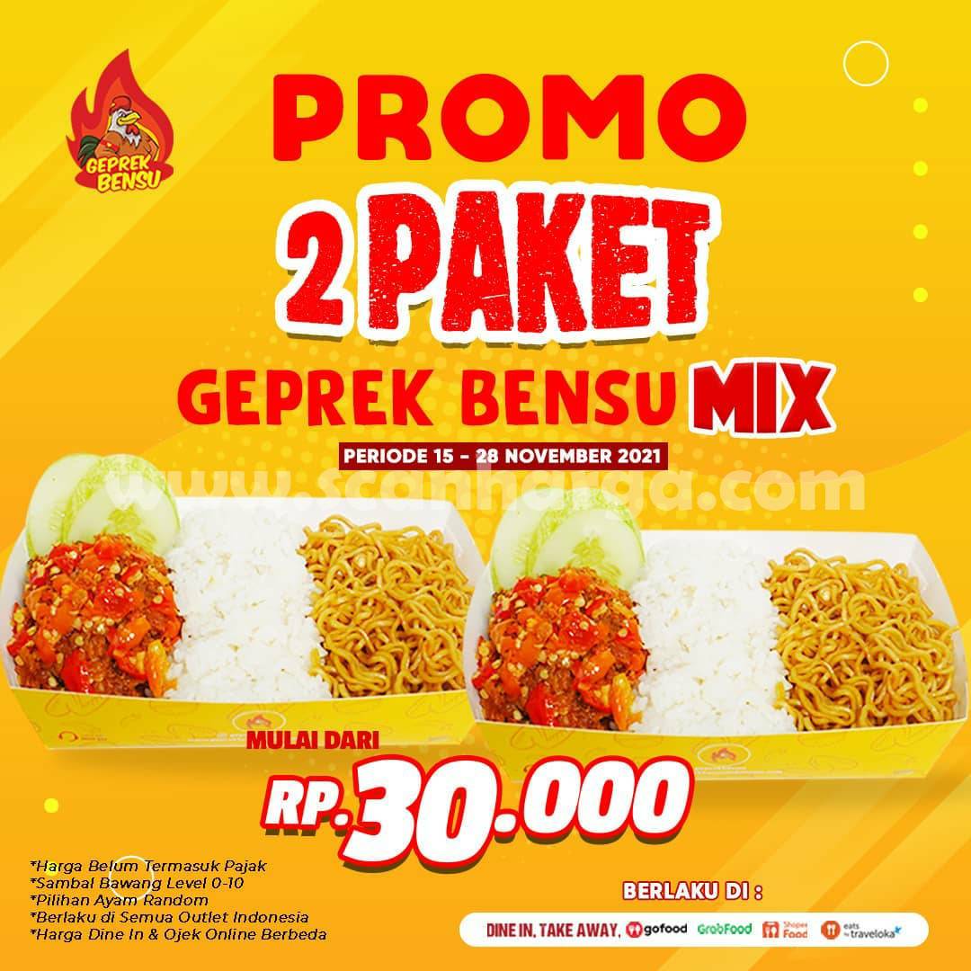 Geprek Bensu Promo 2 Paket Geprek Bensu Mix harga cuma Rp.30.000