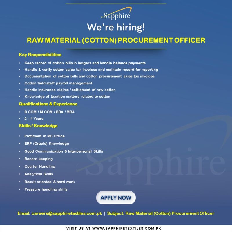 Sapphire Fibres Ltd Jobs March 2022