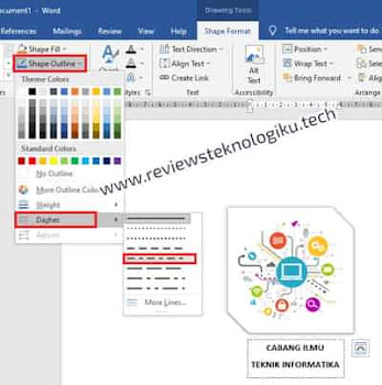 membuat garis di word untuk mind map