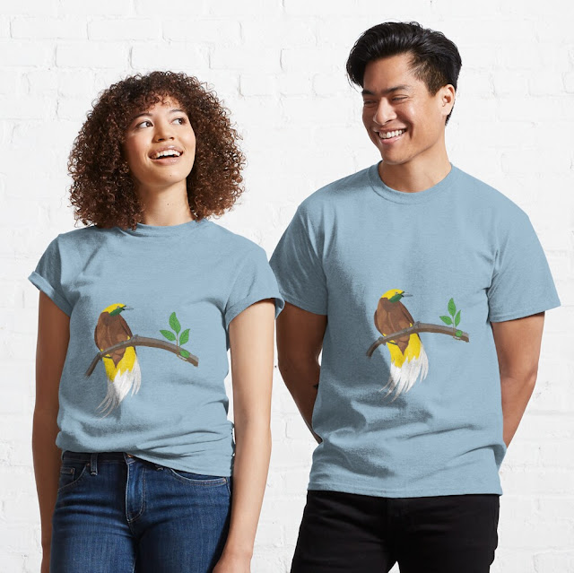 a Male Lesser Bird of Paradise t-shirts