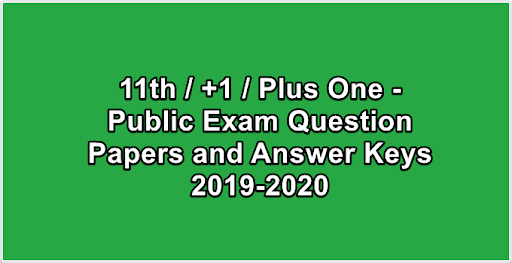 11th  +1  Plus One - Public Exam Question Papers and Answer Keys 2019-2020