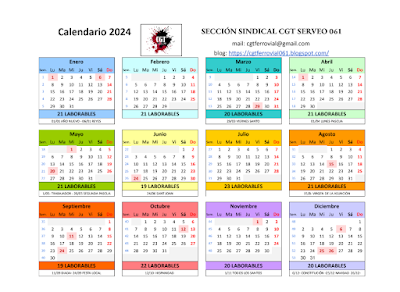 Calendario Laboral 061 CGT 2024