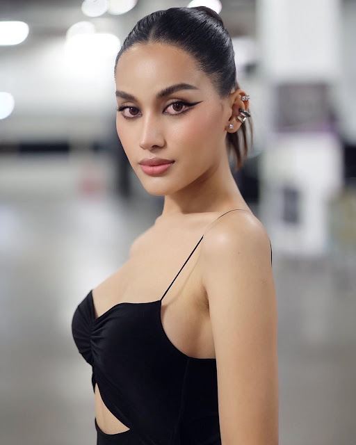 Esmon Kanwara Kaewcheen – Most Beautiful Thailand Trans Models in Midi Dress Black