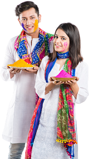 Indian Couple Celebrating Holi Transparent Image