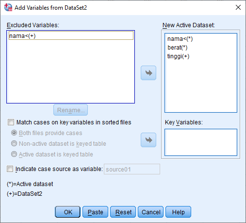 Kotak dialog Add Variables From SPSS