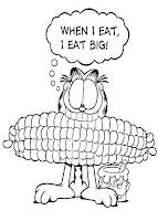 Garfield eats corn coloring page