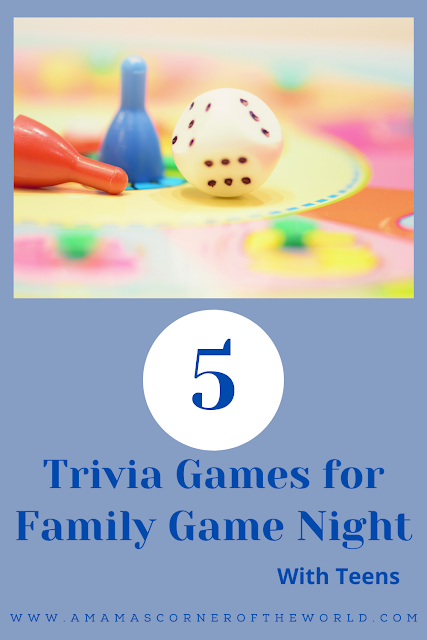 Pinnable Image for 5 Trivia Games for Family Game Night for Families with Teens