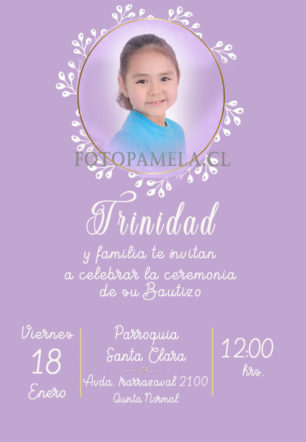 tarjeta bautizo para niña ||