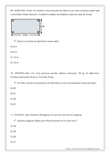 Simulado de Matemática 2º e 3º ano – Habilidade 06