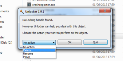 Unlock file yang tidak bisa dihapus - Unlocker 1.9.2