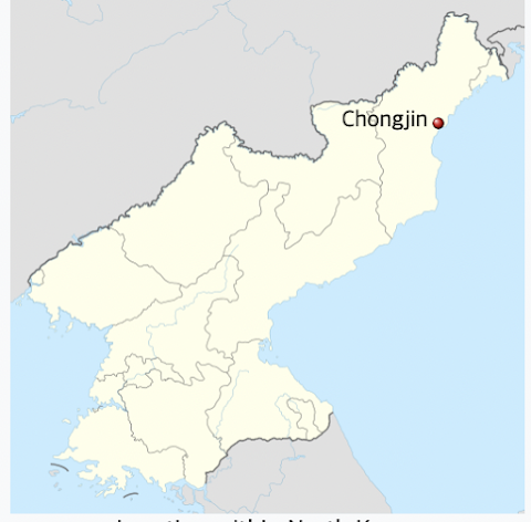 Chungjin, a port city located in North side of North Korea