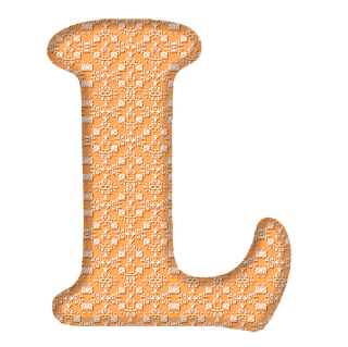 Alfabeto Naranja con Arabescos en Blanco.